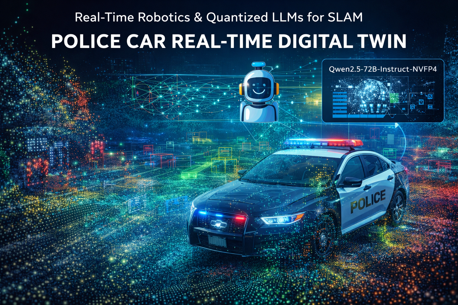 Real-Time Digital Twins for Smart Cities: 72B LLM-Powered SLAM on Police Vehicles